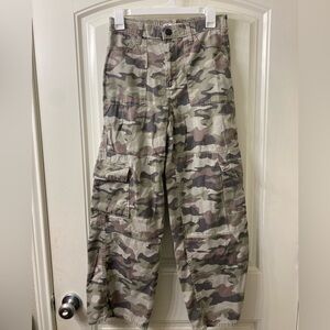 SO High Rise Cargo Wide Leg Camouflage Twill Pants Gray Green Beige Women